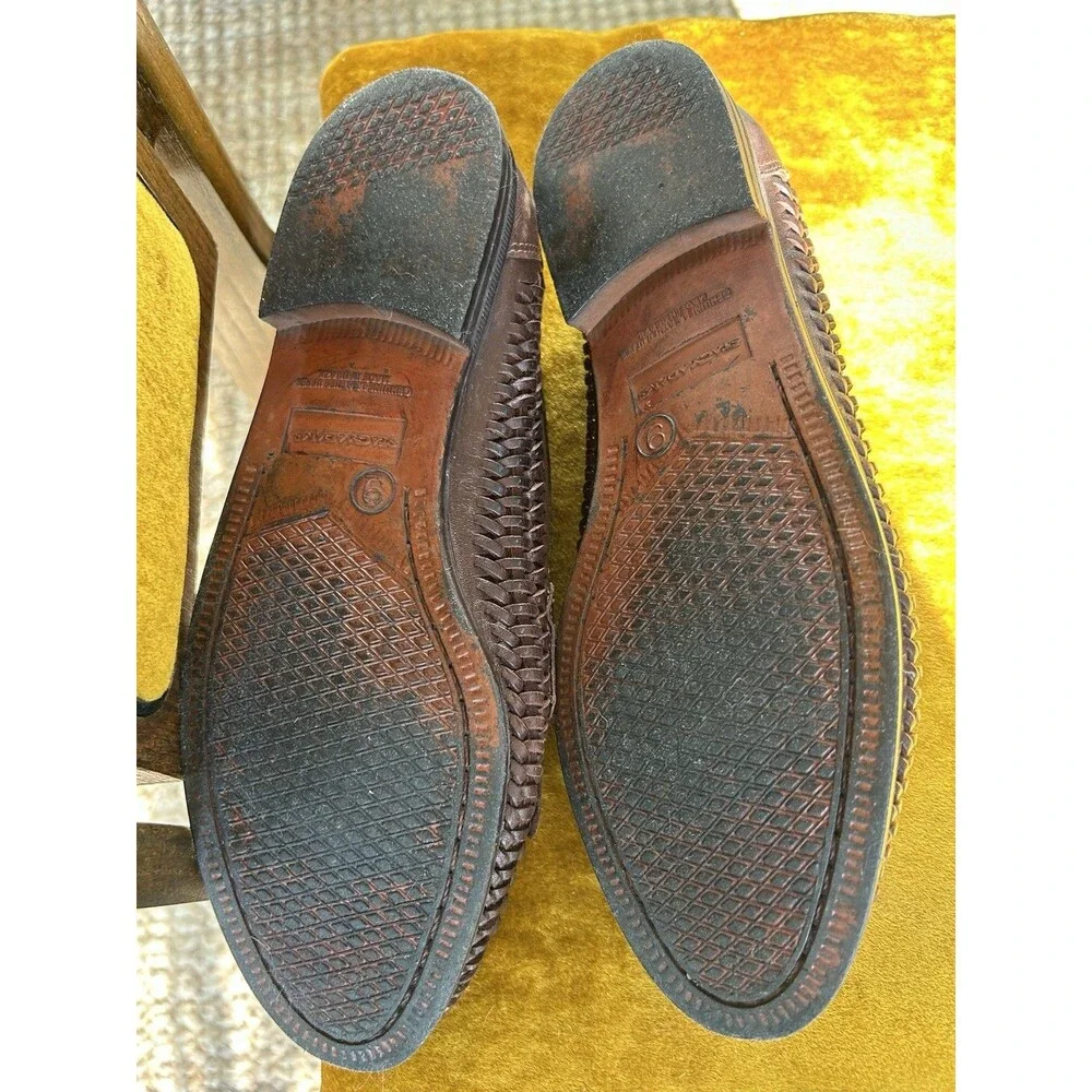 Vintage Stacy Adams Woven Leather Loafers Men’s Size 9 Mahogany Made In Brazil